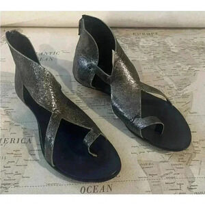 Cydwoq Vintage Shoes Women’s 38.5 Metallic Sandals Handmade Leather USA 339$